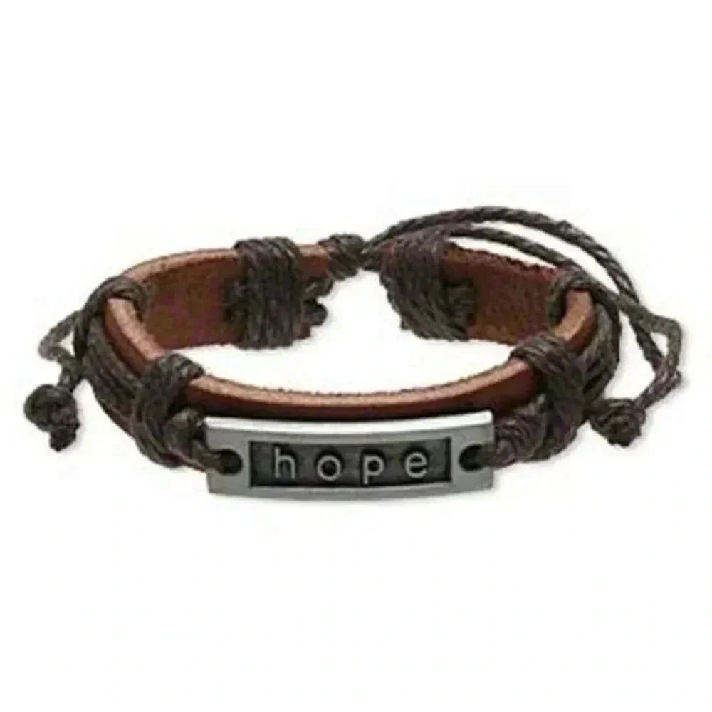 Hope Affirmation Leather and Metal Bracelet
